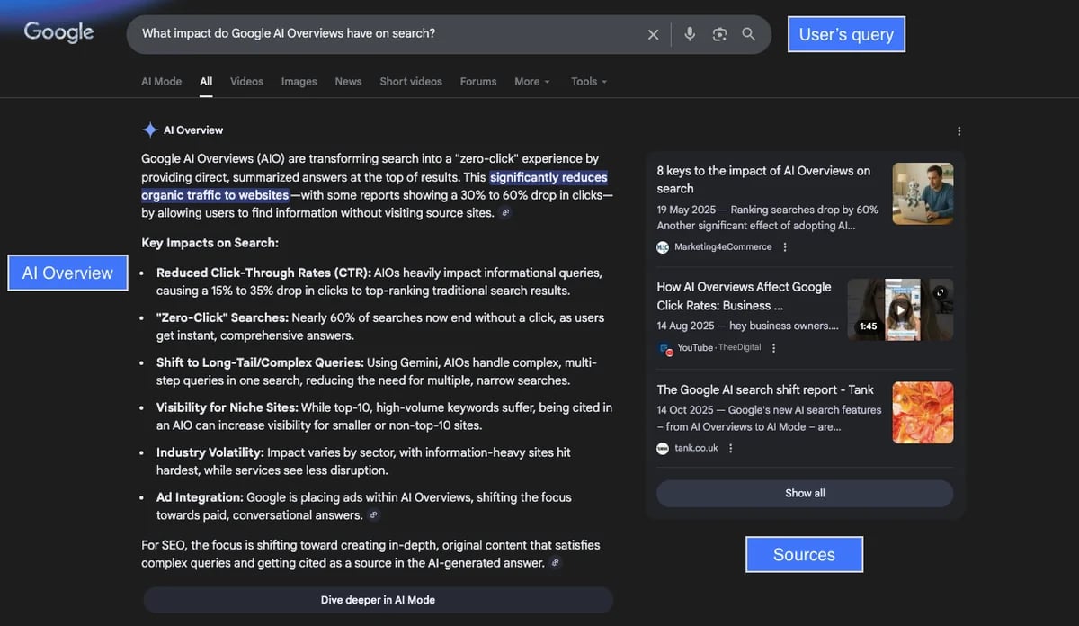 AI overviews layout