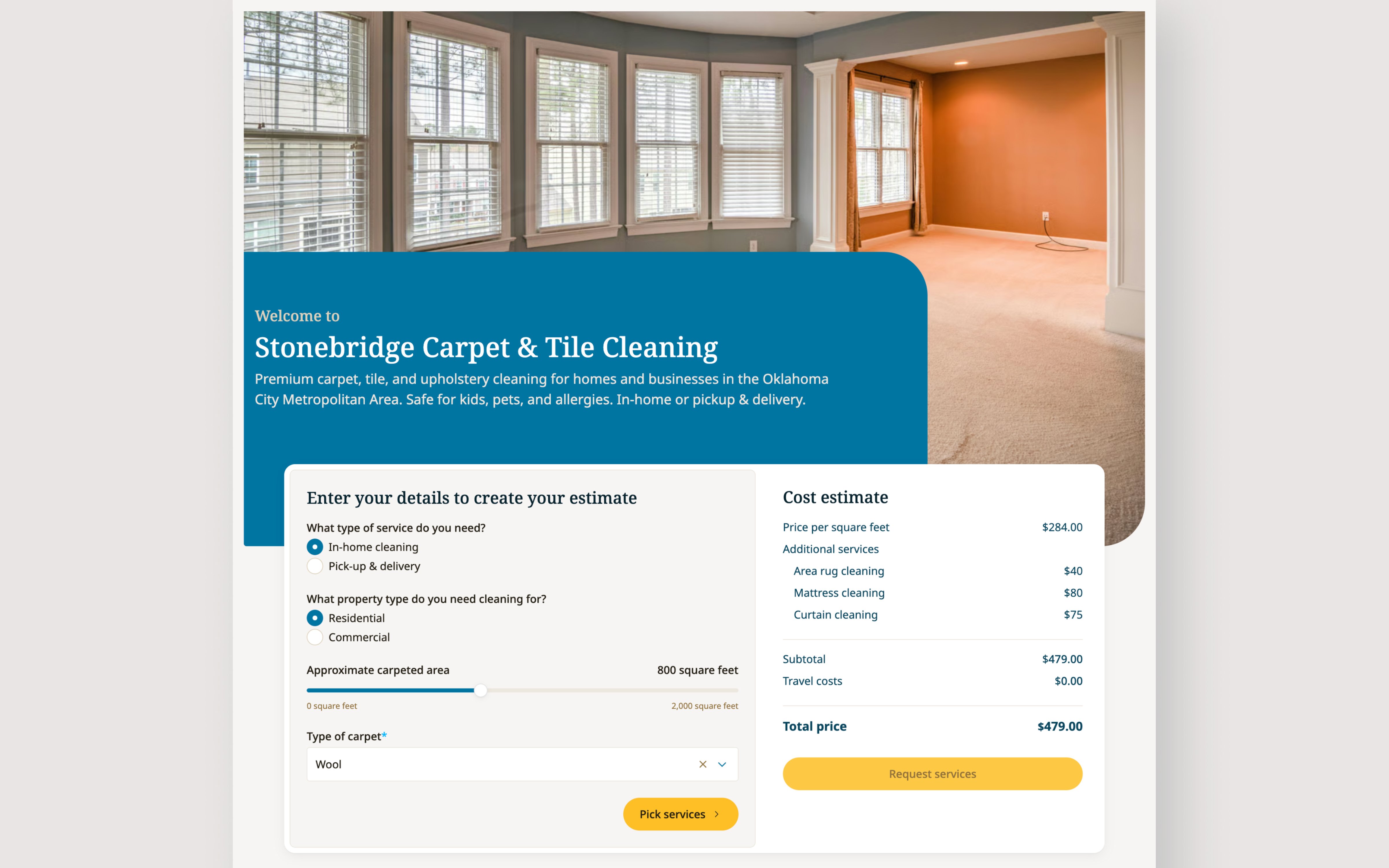 Carpet cleaning template