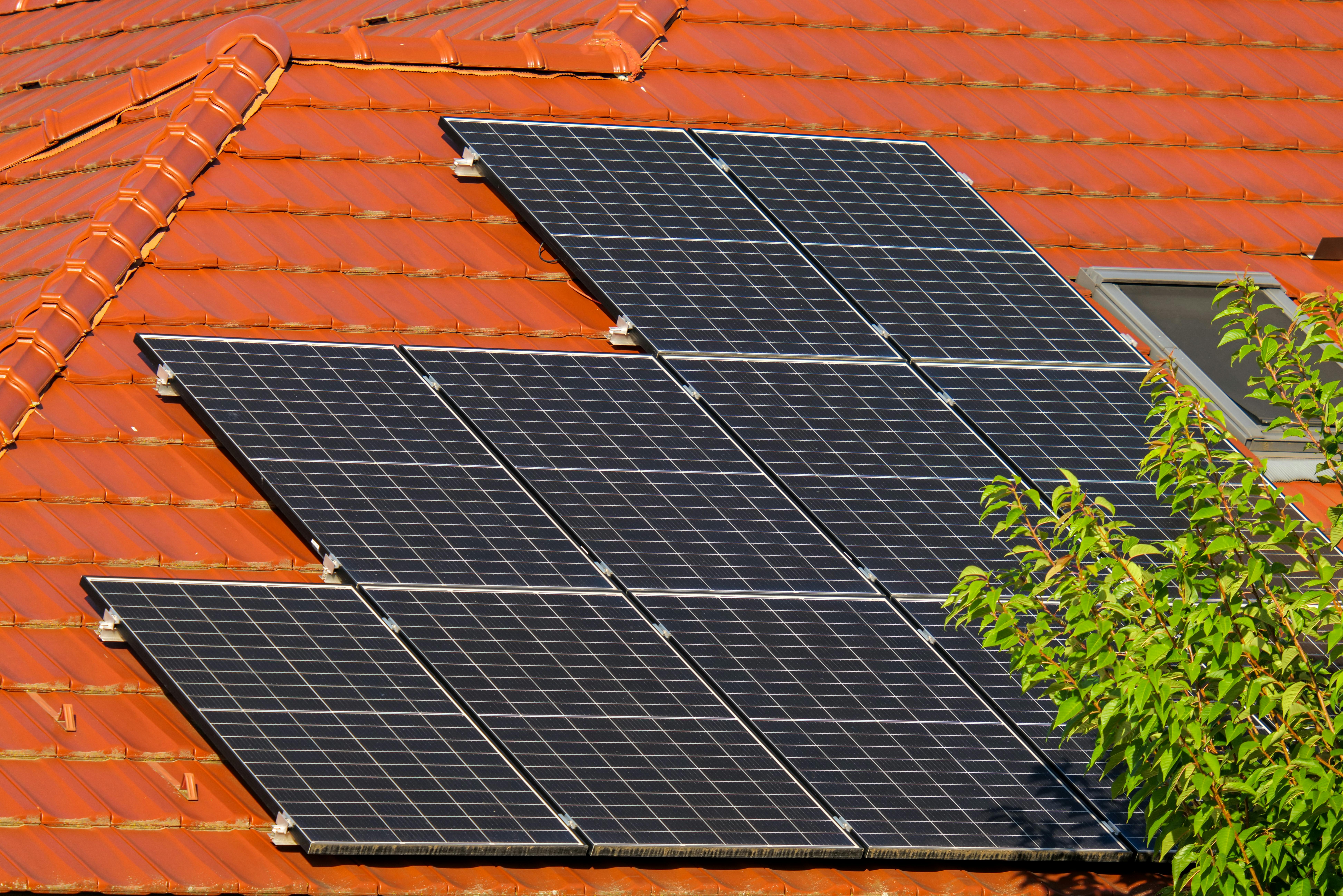 Solar panels on roof